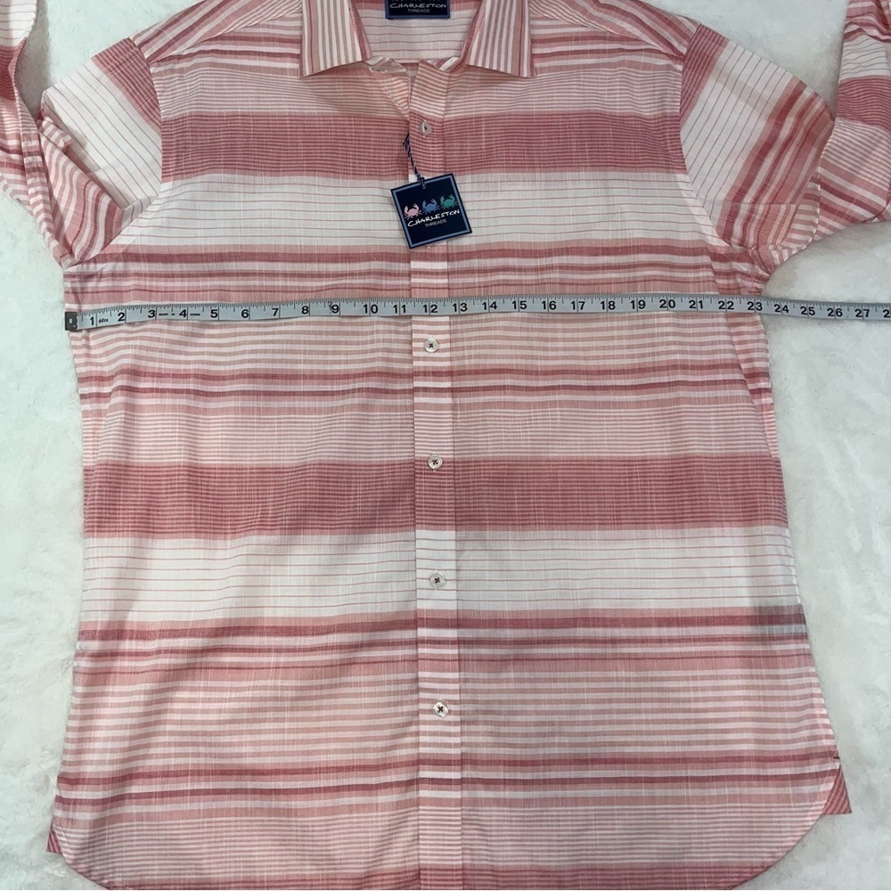 Charleston Threads Cotton Dress Shirt Mens Sz LG Pink White‎ Striped L/S Preppy - Picture 9 of 9